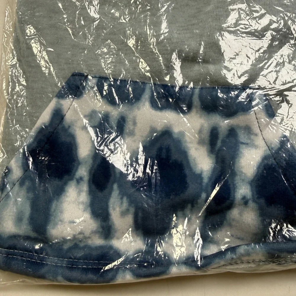 NEW SportPet Dog Hoodie Medium Blue Tie Dye Kanga Pocket Attached Hood Cozy Boho